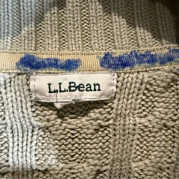 L.L. Bean Green Cable Knit Cardigan Sweater - Picture 4 of 7